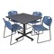 Kobe Kobe Square Table & Chair Set, Wood, Metal, Polypropylene Top TKB4848GY44BE - alternate 1